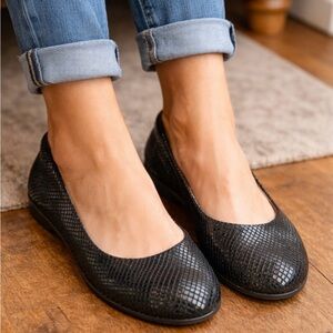 French Sole fs/ny Zeppa Black Snake Animal Print Ballet Flats Leather Minimalist